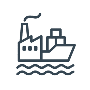 Factory, ship and waves in one icon